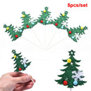 5pc Merry Christmas Cake Topper Cupcake Insert Card Mini Xmas Tree BirthdayB Hn