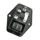 1x 3 Pin IEC320 C14 AC Inlet Male Plug Power Socket With Fuse Switch 10A 250V