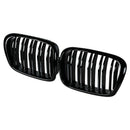 Glossy Black Front Hood Kidney Grille Grill ABS Dual Line Compatible for BM