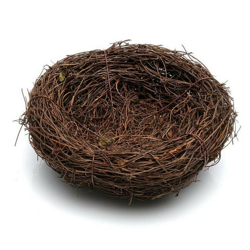 2x Brown Rattan Bird Nest Photo Props Garden Ornament Holiday Decoration