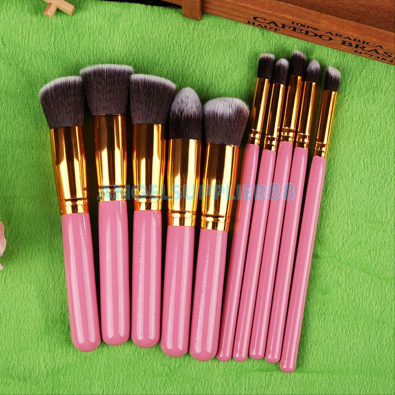 Pro 10pcs Makeup Brushes Set Powder Foundation Eyeshadow Eyeliner Lip Brush kits