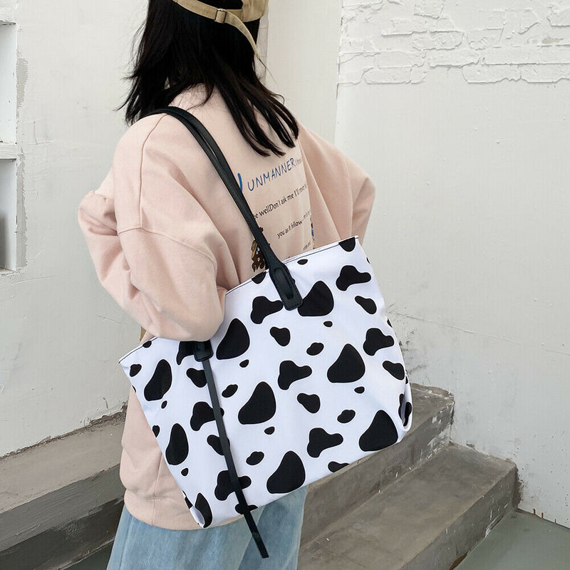 Milk Cow Print Women Shoulder Bags Ladies Large Capacity Handbag Daily Tote