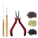 1 Set Hair Extension Tool Kit Plier Hook Pulling Needle 200Pc Micro-Silicon