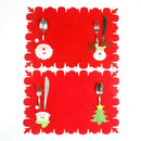 Christmas table mats and fork sets of dual-use non-woven fabric table mats