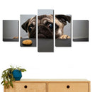 Wall Art 5 Panel Canvas Animal Prints for Home Kitchen Livingroom Cute Dog