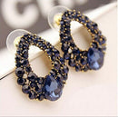 New Fashion Women Luxury Blue Crystal Rhinestone Drop Dangle Ear Stud Earrings