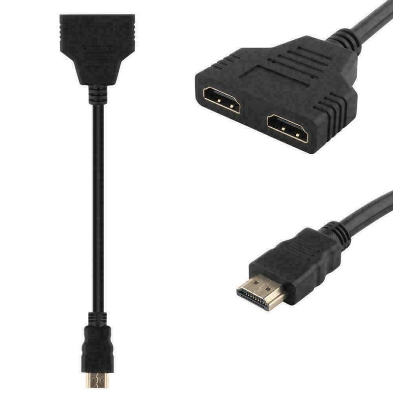 HDMI Splitter Cable Converter 1 Input 2 Output M to Play F Black Game TV Fo G5J7