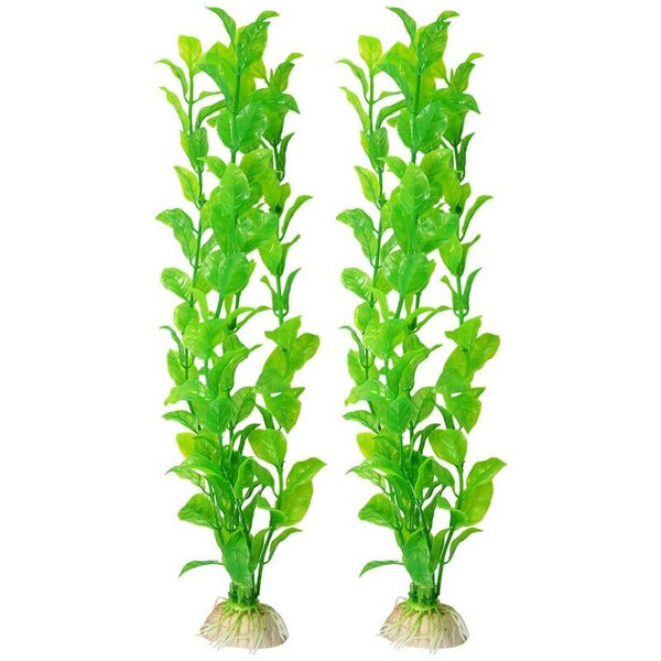 2 Pcs Aquarium Fish Tank Aquascaping Green Plastic Plant 12.2" Tall U9X8