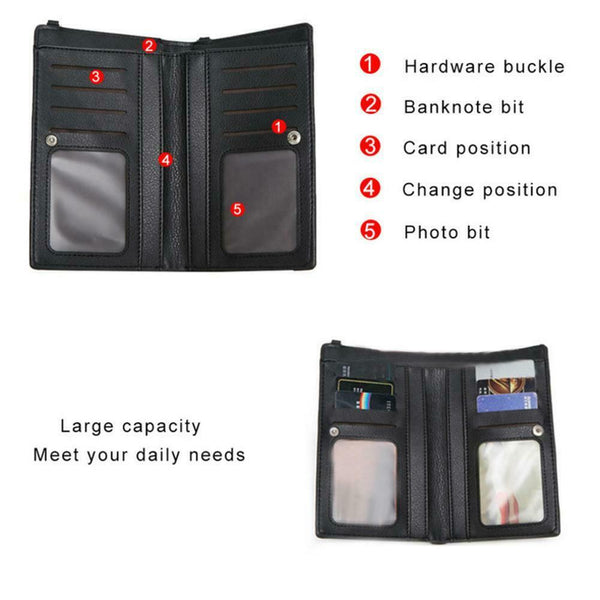 Women Messenger Bag PU Leather Phone Purse Mini Shoulder Handbag (Black)