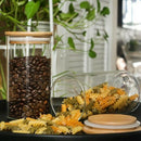 Glass Storage Jar, with Airtight Seal Bamboo Lid, 7.9 x 3.94 in ,Set of 2, 1J7A4