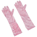 Pink Pleat Satin Long Bridal Gloves