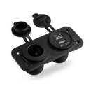 12V Dual USB Outlet Car ATV Charger Cigarette Lighter Socket Voltmeter Panel