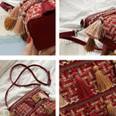 Ethnic Style Red Tassels Versatile Shoulder Bag Messenger Bag Geometric Pat