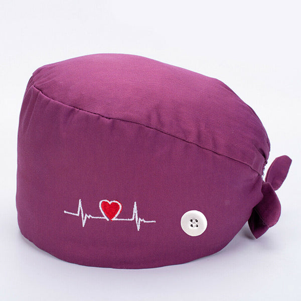 2pcs Womens Surgical Scrub Cap Working Hat Button Bouffant Hat Sweatband