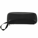 Artificial Leather Sunglasses Eyeglasses Zipper Case with Strap Black S8B8