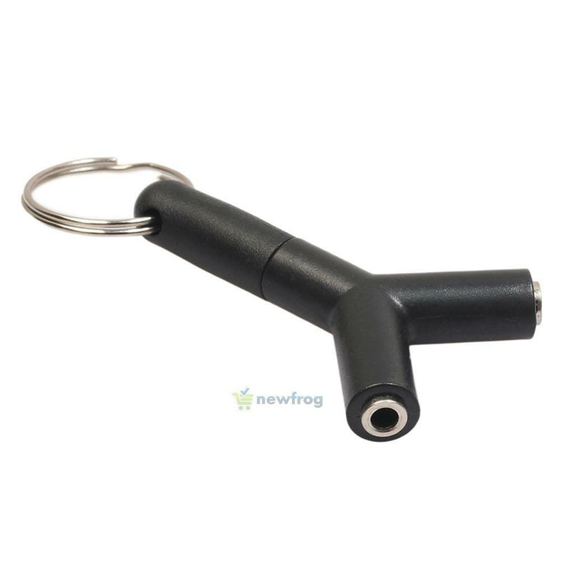 2pcs 3.5mm Stereo Audio Jack Earphone Headphone 2 Way Y Splitter Adapter Keyring