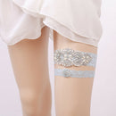Wedding Garter Rhinestone Beading Lace Flower Blue Sexy Garter 2pcs set for