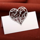 50x Love Heart Place Name Cards White for Wedding Party Table Setting Decor