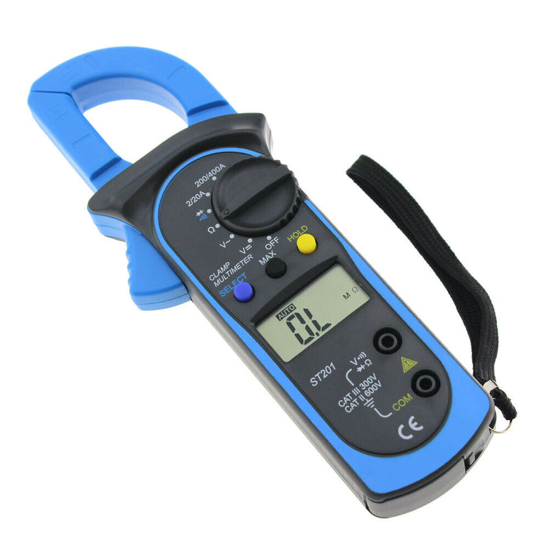 ST-201 Digital Auto Range Clamp Tester Meter Multimeter DMM AC DC Volt Ohm SN9F