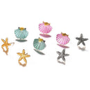 4Pairs/Set Starfish Shell Ear Stud Earrings Wedding Bohemian Beach Jewelry   Z