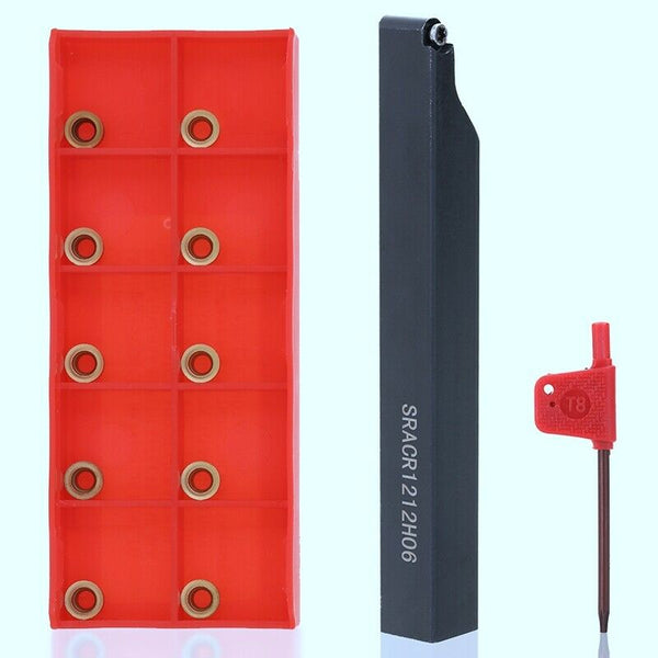 SRACR1212H06 Holder +Indexable Boring Bar Wrench+10PCS Carbide Insert Blade O4Y6