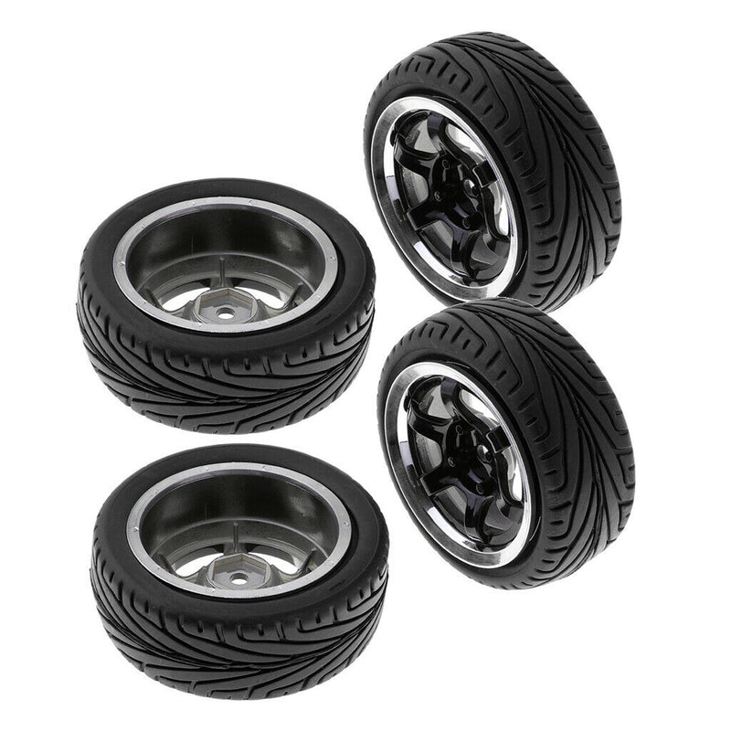 RC Flat Racing Tires Tyre Wheel Rim for HSP HPI 1/10 On-Road Car 6017 Black