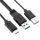 USB 3.0 Male & USB 2.0 Dual Power Data Y To Type-C USB-C Cable for Laptop & L9F8