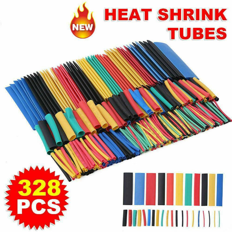 328Pcs Assorted 2:1 Heat Shrink Tubing Tube Cable Sleeving Wrap Wire Kit 8-Sizes