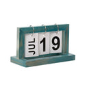 Reusable  Perpetual Calendar Desk Table Calendar Wooden Base, Blue