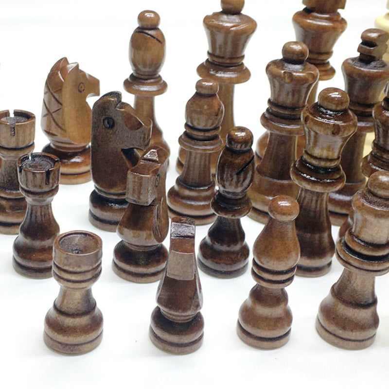 Wooden Chess Pieces Only 32 Pieces, Chess Figures without Board (9.5cm)