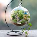 Iron Hanging Plant Stand Glass Flower Plant Vase Stand Terrarium Container
