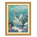 11CT Counted & Stamped Cross Stitch Kit for Beginners Embroidery Dolphins
