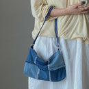 Elgant Splicing Denim Underarm Bag Casual Women Shoulder Top-handle Purses