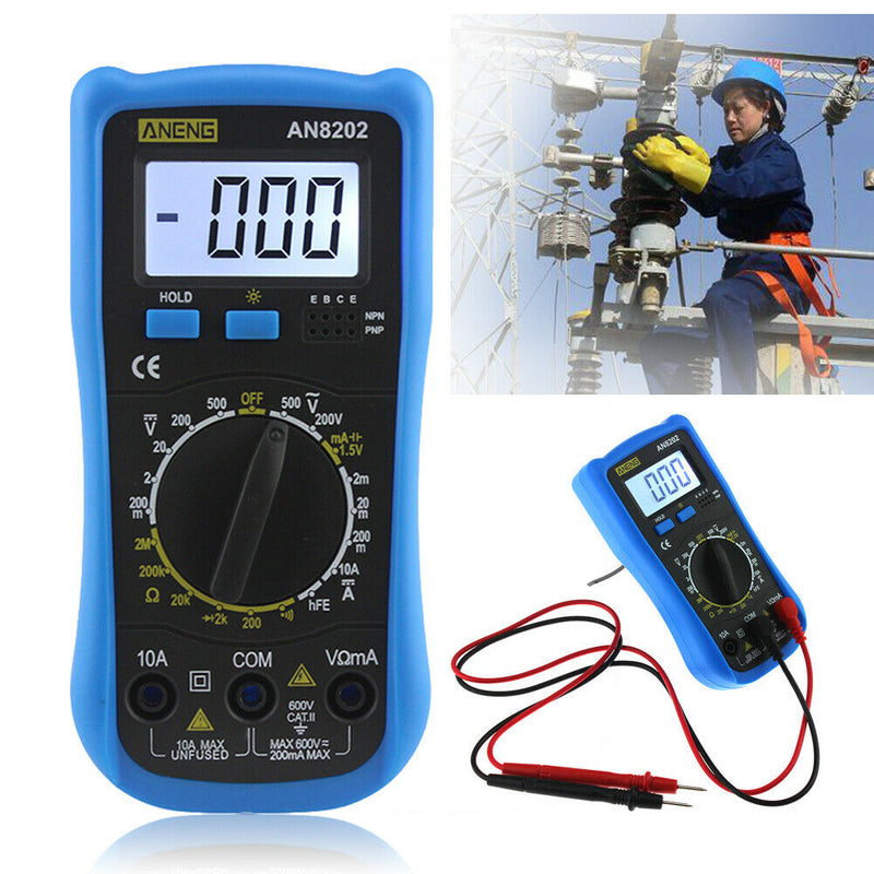 AN8202 Digital LCD Multimeter Backlight AC/DC Ohm Voltage Ammeter Tester
