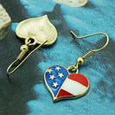 American Flag USA Love Heart Dangle Hook Earring Patriotic Jewelry