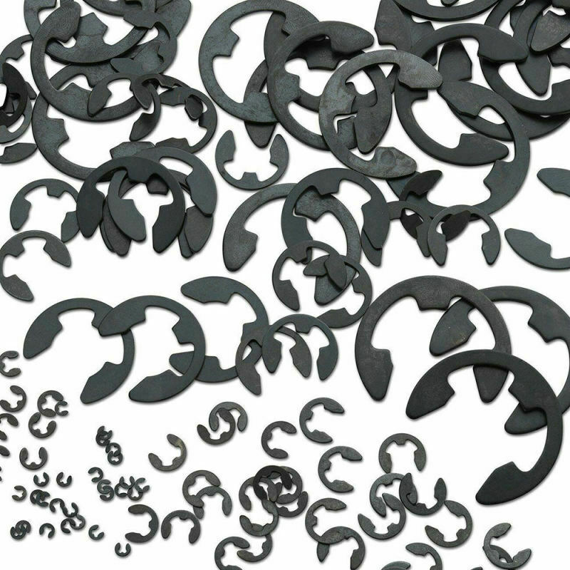 300pc E-Clip Assortment | SAE Black Oxide Fastener Set Retaining Ring Kit NLJ