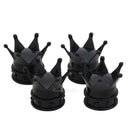 4pcs Crown Shape Car Tire Tyre Wheel Air Valve Stems Caps Dust Cover Black