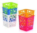 4Pcs Plastic Hollow Square Pencil Holder Pen Pot Office Desk Organizer Container