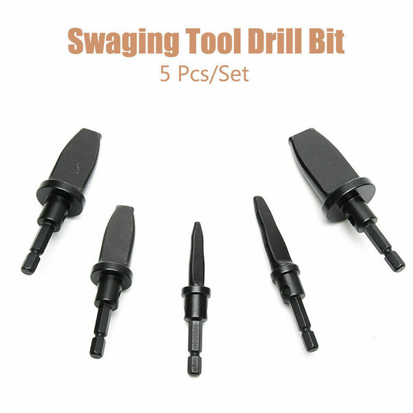 5Pcs Swaging Tool Drill Bit Set Copper Pipe Tube Expander Hex Shank 1/4 -7/8"