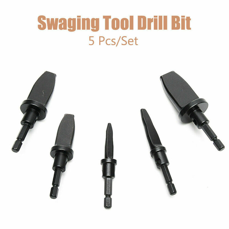 5Pcs Swaging Tool Drill Bit Set Copper Pipe Tube Expander Hex Shank 1/4 -7/8"