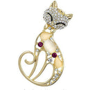 Fox Rhinestone Crystal Opal Pin Brooch Women Clothes Backpack Lapel Badges