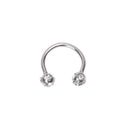 Horseshoe Crystal 316L steel lip chin ring ear barbell