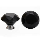 8 X 40mm Diamond Black Crystal Glass Door Cupboard Knobs Pull Handle Drawer L6K4
