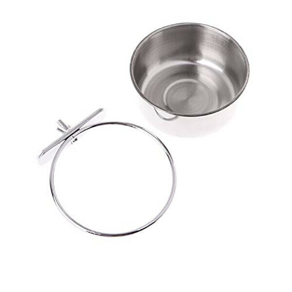 Parrot Feeding Cup Bird Food Dish Stainless Steel Parrot Feeder with Cage P