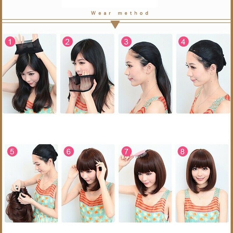 Women Synthetic Capless Wig Cut Hair Asymmetrical Side Bang Short Curly Wig M1X8