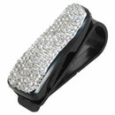 Auto Fastener Clip White Rhinestone Diamond Car Sun Visor Glasses Sunglasse