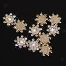 10pcs Crystal Pearls Flower Buttons Flatback Embellishment Craft Wedding DIY
