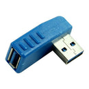 Blue Vertical Left Angled 90 Degree USB 3.0 Male To A Female Adapter Conver