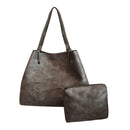 2pcs/set Women Clutch Large Handbag Shoulder Messenger Bags (Dark Brown)