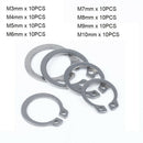 80pc M3,4,5,6,7,8,9,10 External Circlips Retaining Rings C Clip Kit A2 Stainless
